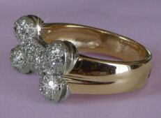 The 14K White Gold Bone Ring is Micro-Pavéd with White Russian Diamonds!-Side View