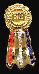 Best In Show Rosette with Wavy Streamers in Diamonds, Rubies, and Sapphires