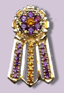 14K Gold Best in Specialty Show with Cluster Amethysts and Citrines and Prong Set Matching Streamers 
