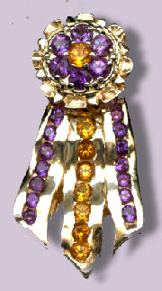 14K Gold Best in Specialty Show Rosette with Cluster Top and Wavy Streamers - Amethyst and Citrine Gemstones 