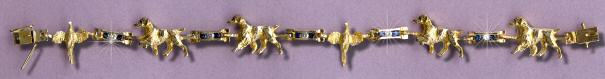 Brittany  Pointing and Trotting 14K Gold Tennis Bracelet with Birds in Flight