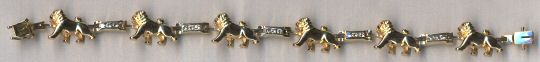 14K Gold 14K Gold Pug Tennis Bracelet with 8 Point Gemstone Links.