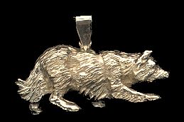 14K Gold Large Crouched Border Collie 