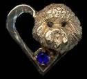 14K Gold Bichon Frisé in Heart with 1/4 Carat Sapphire and Sapphire Eyes