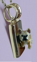 14K Gold French Bulldog on Solid Glossy Square Slide-Front View