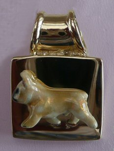 14K Gold French Bulldog on Solid Glossy Square Slide