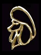 14K Gold Poodle Head in Silhouette