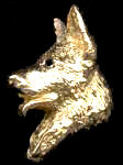 14K Gold Small German Shepherd Dog Head with Sapphire Eye