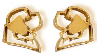 14K Gold or Sterling Silver Clumber Spaniel  Heads in Silhouette Earrings 