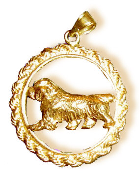 14K Gold or Sterling Silver Clumber Spaniel Trotting in Classic Rope 