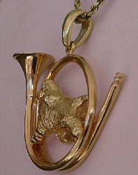 14K Gold English Cocker Spaniel in Hunting Horn-Rear View
