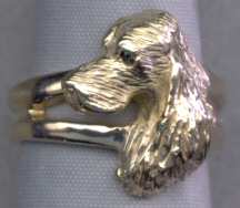 14K Gold Gordon Setter Head Ring with Sapphire Eye on Y Shank