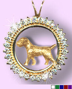 14K Gold Border Terrier in 1.2 Carats of Full Cut Gemstones 