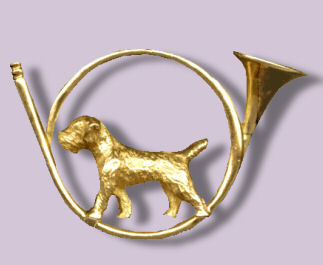 14K Gold Border Terrier in Hunting Horn