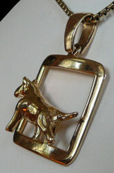 14K Gold or Sterling Silver Bull Terrier Trotting in Square-Rear-View