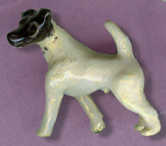14K Gold Large Trotting Smooth Fox Terrier with Enamel Artwork
