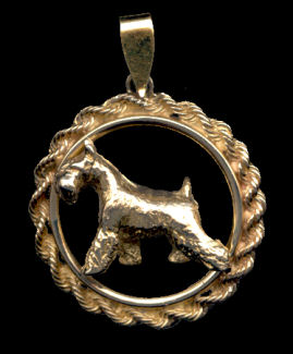 14K Gold or Sterling Silver  Miniature Schnauzer in Classic Rope Bezel