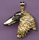 14K Gold Dog Jewelry Borzoi Head Large Flat