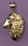 14K Gold Dog Jewelry Borzoi Small Head 3/4 View
