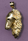 14K Gold Dog Jewelry Borzoi Head Large 3/4 View