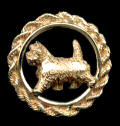 14K Gold Dog Jewelry Cairn Terrier in Classic Rope Bezel