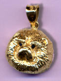 14K Gold Small Chow Chow Head with Sapphire Eyes
