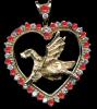 14K Gold English Setter with Wings in Diamond and Ruby Heart