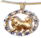 14K Gold Great Pyrenees in Diamond and Tanzanite Oval