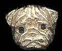 14K Gold Medium Pug Head with Sapphire Eyes