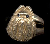 14K Gold Shih Tzu Head Ring with Sapphire Eyes