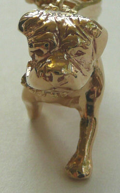 14K Gold Large Trotting Bullmastiff with Diamond/Gemstone Collar -Front View