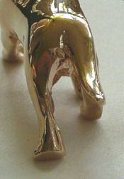 14K Gold Large Trotting Bullmastiff with Diamond/Gemstone Collar - Rear View