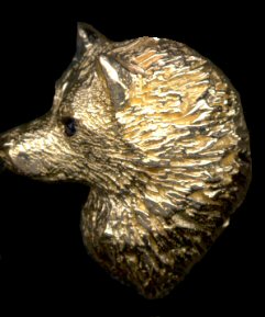 14K Gold Large Siberian Husky Head with Sapphire Eye