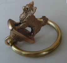 Solid Bronze Mini Sculpture Keychain with Long Coated Chihuahua-Side View