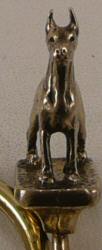 Doberman Pinscher Solid Bronze Mini Sculpture Keyring-Front