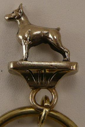Doberman Pinscher Solid Bronze Mini Sculpture Keyring