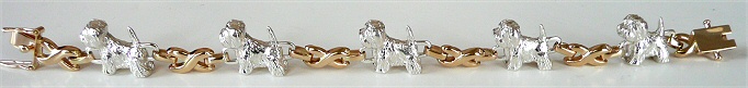 West Highland White Terrier X Links Tennis Bracelet in 14K Gold, Sterling, or Combination