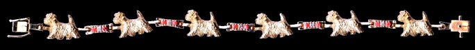 West Highland White Terrier 14K Gold Tennis Bracelet with 3.5Point Ruby or Sapphire and Diamond Links