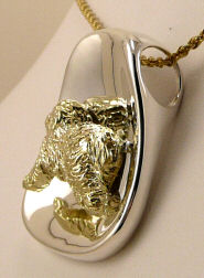 14K Gold Old English Sheepdog Trotting on Sterling Concave Spoon- Side View 2