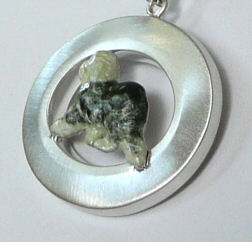 14K Gold or Sterling Silver Trotting Old English Sheepdog with Enamel Artwork in Satin Brushed Oval-Rear View