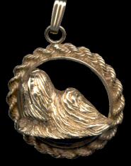 14K Gold Trotting Lhasa Apso in Classic Rope Bezel