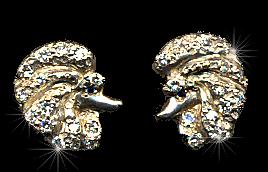 14K Gold Poodle Earrings Pavé with Full Cut Diamonds