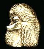 14K Gold Large Poodle Head with Sapphire Eye
