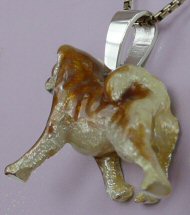 14K Gold or Sterling Silver Large Trotting Shiba Inu with Enamel Artwork-Rear View