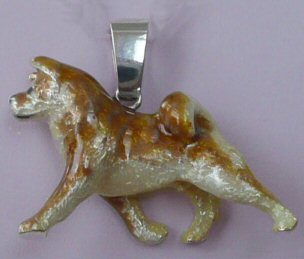 Large Trotting Shiba Inu with Enamel Artwork in 14K Gold or Sterling Silver