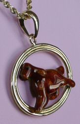 14K Gold Irish Setter with Enamel Artwork in Double Oval Frame - Side View