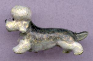 18K Gold Large Dandie Dinmont Terrier with Salt & Pepper Color Enamel Artwork
