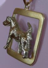 14K White Gold Smooth Fox Terrier in Brushed Yellow Gold Square-Rear Side View