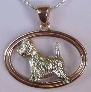 14K Gold West Highland White Terrier (Westie) in 14K Gold Double Oval