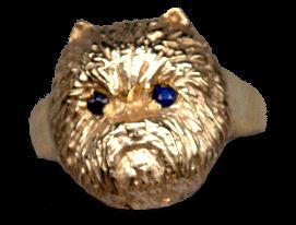 Westie Head Ring with Sapphire Eyes
